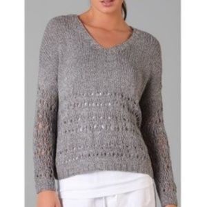 Vince Hand Knit Gray V Neck Pullover Sweater